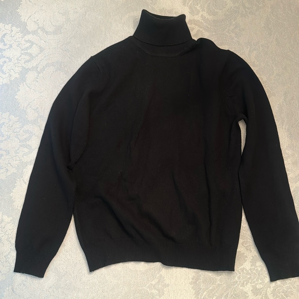 Black cashmere turtleneck sweater